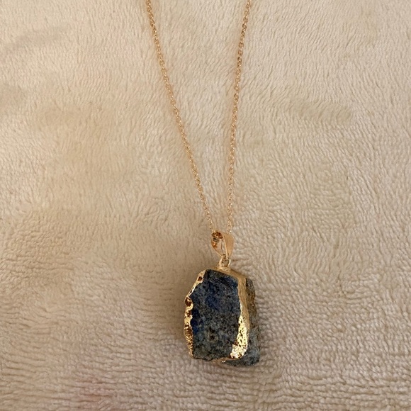 Raw Sodalite Gold Necklace – 16-18” Adjustable Stainless Steel Chain | Boho - Picture 3 of 3